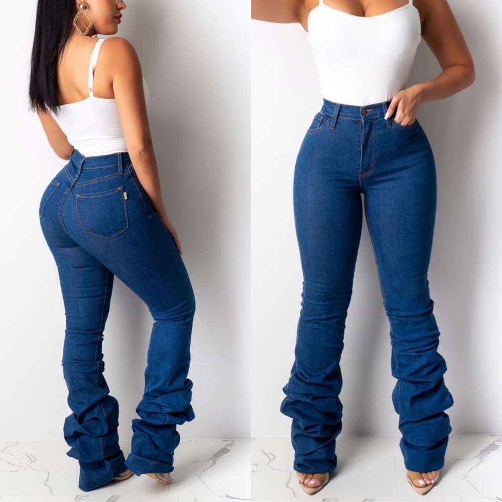 Stacked Denim High Waist Jeans